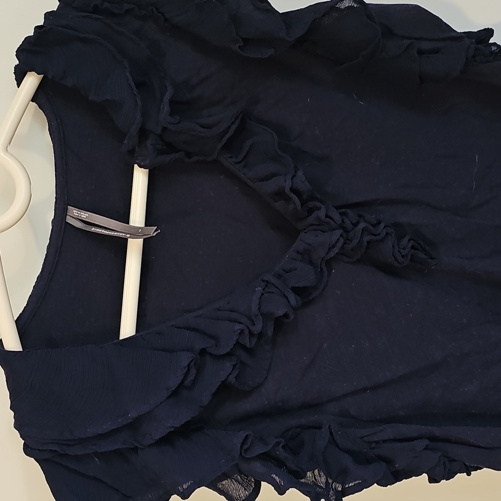 Elegant anthropologie Navy Ruffle Top
